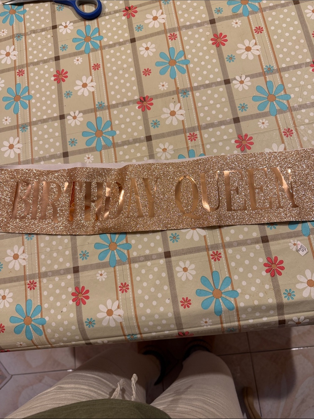 Birthday Queen Sash - Gold Glitter Celebration Sash